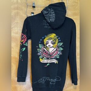 Vintage Don Ed Hardy tunic zip up hoodie CALIFORNIA S